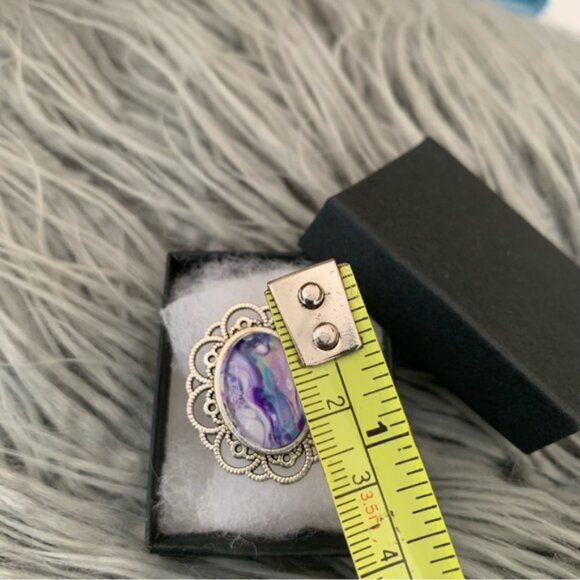 Handmade Fluid Art Ring- Candy Rainbow - Picture 6 of 8